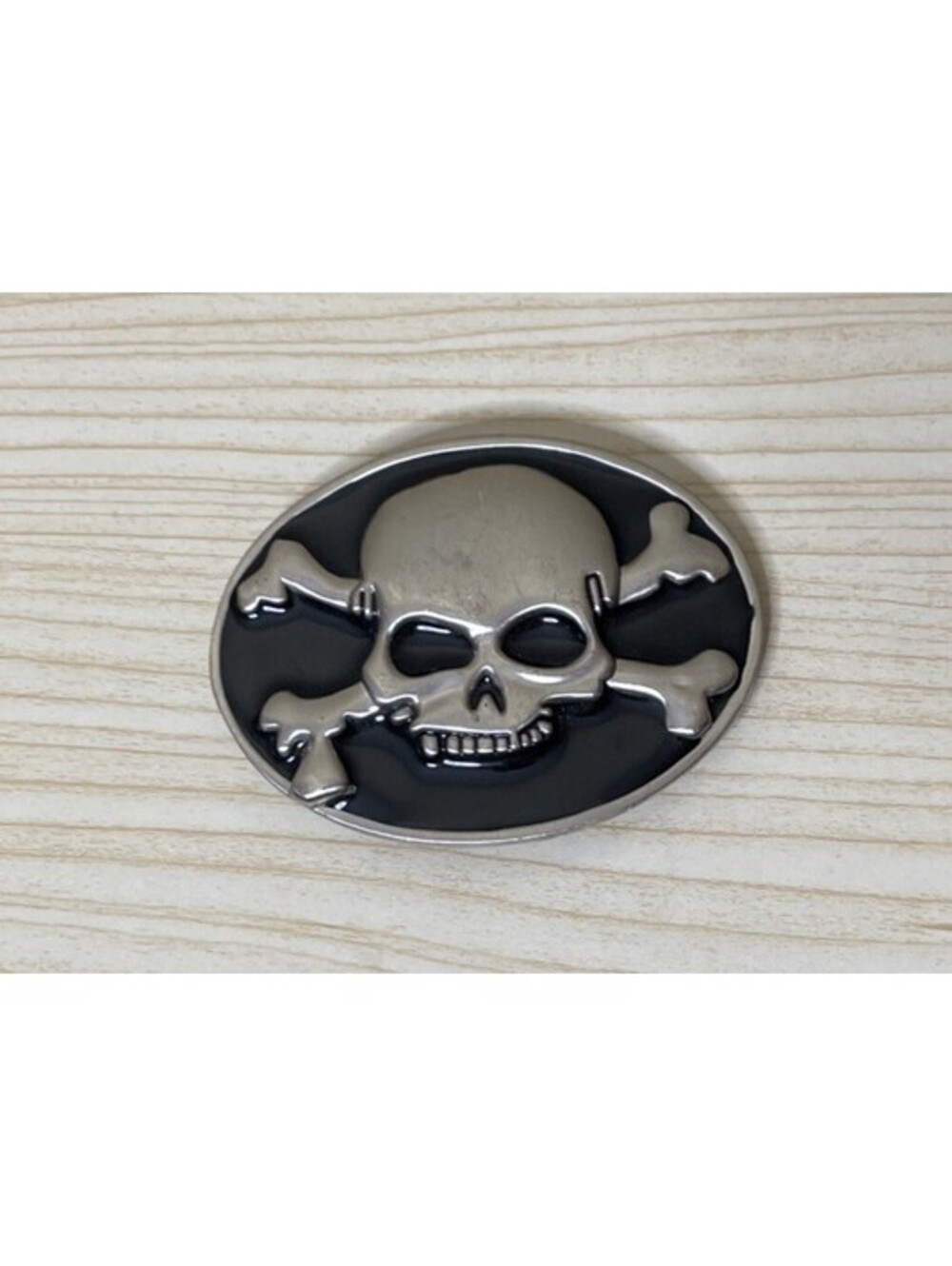 Vintage 1990s Skull Crossbones Men’s Silver Tone Belt Buckle